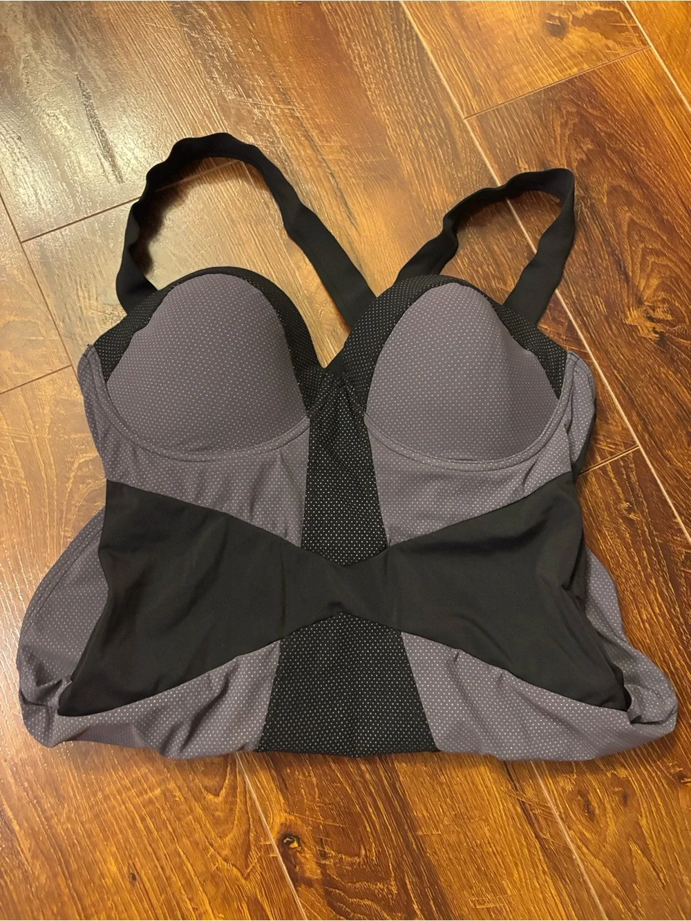 SPANX Black and Grey Dot One-Piece Shapewear Swimsuit Size 12